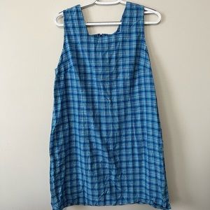 Plaid mini dress, cotton, XL, vintage style.